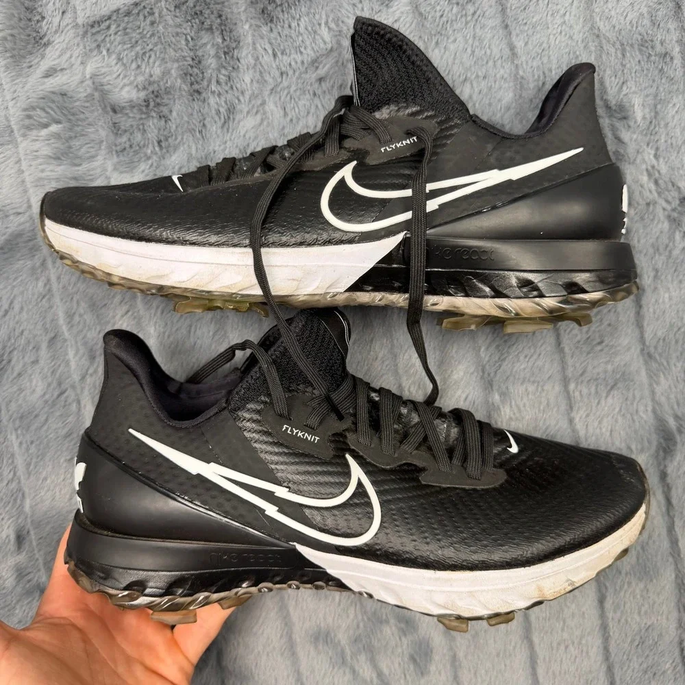 Nike Air Zoom Infinity Tour Men 9.5 Black White Golf Shoes CT0540-077 Spiked
